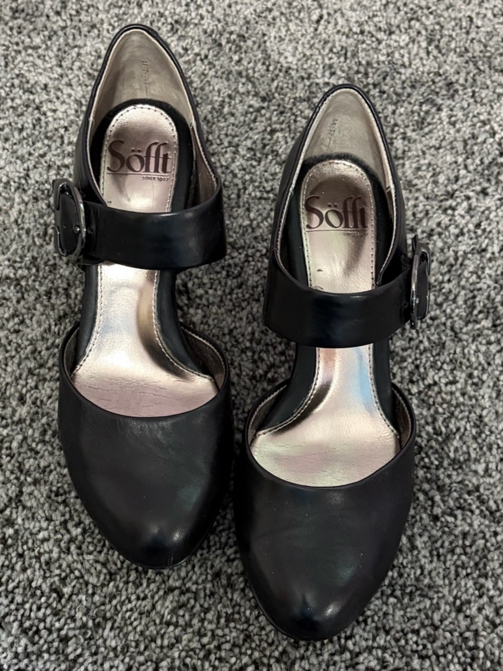 Sofft Leather Mary Jane Heels with Buckle Strap